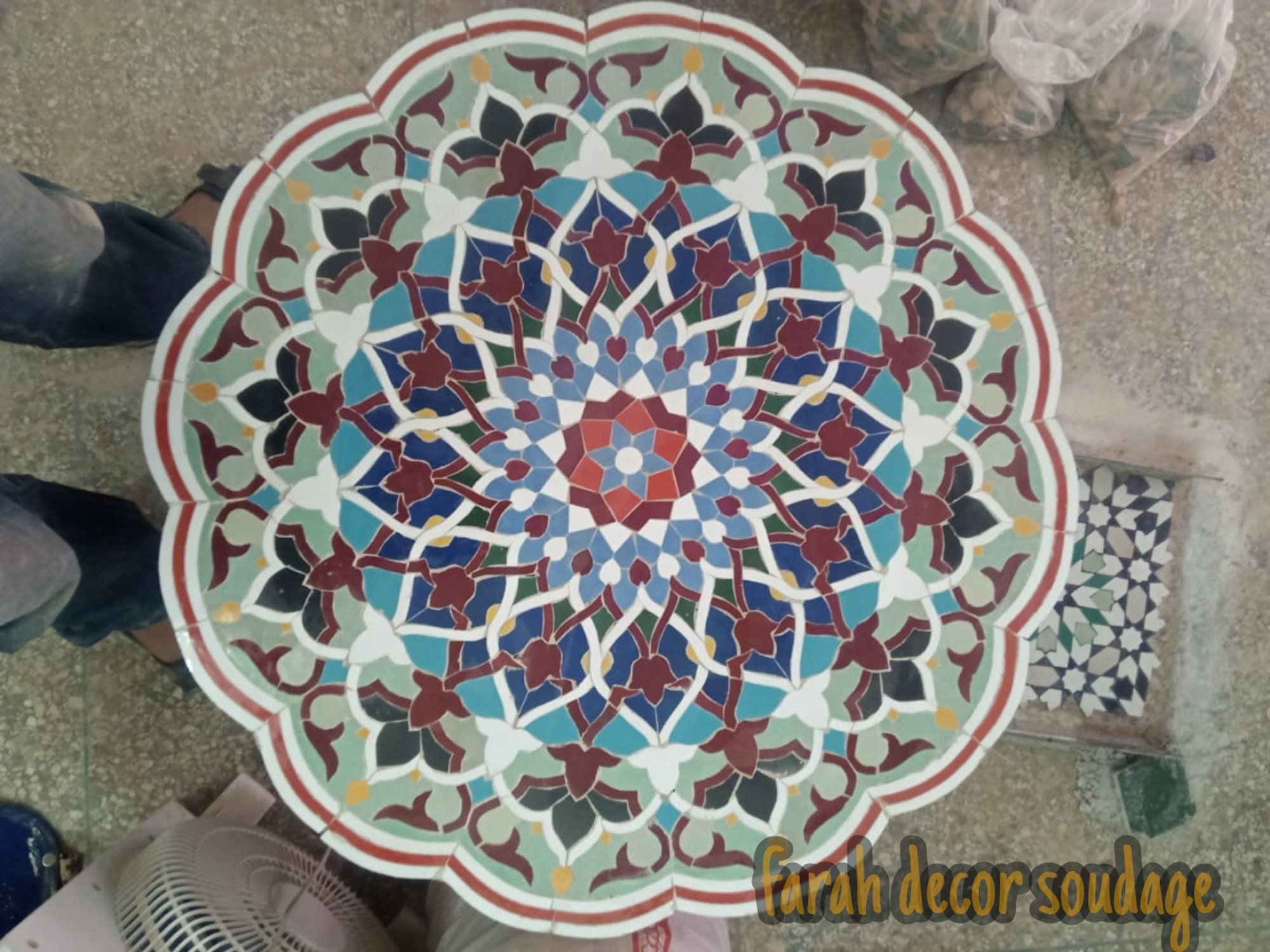 Handmade Mosaic Table From Morocco For Outdoor Or Indoor Midcentury