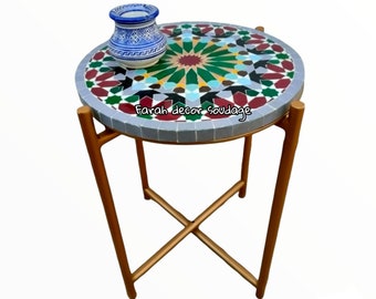 Moroccan tiles table - Mosaic Table Art - Mid Century Mosaic Table - Handmad Mosaic Table For Outdoor & Indoor