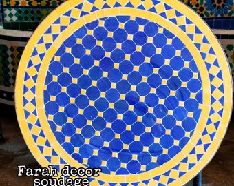 Zellige Handmade Outdoor Coffee Table - Green Tile Table - Bistro Mosaic Table Table - Mid Century Mosaic Table .