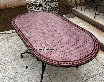 KUNDENSPEZIFISCHER Mosaik-Tisch, ovaler handgefertigter Tisch mit Mosaikfliesen, Außen- und Innentisch, Crafts Mosaic Table.