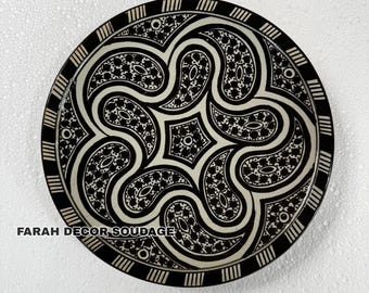 Handmade Moroccan wall Plate – Serving Dish or Wall Decor – Hand Painted Zellige Pattern
