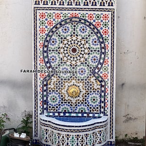 Handmade Moroccan Mosaic Tile Fountain: Garden & Indoor Decor