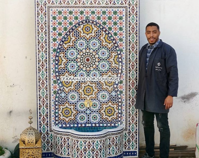Featured listing image: Large Garden Fountain mosaic, Moorish Mosaic Tile Fountain, Moroccan Mosaic Fountain, Alhambra Mosaic Fountain .