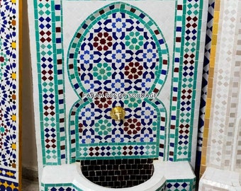 Garden Patio Rustic Outdoor Wall Water Fountain - Outdoor Indoor Mid Century Fountain - Mosaic fountain For Garden