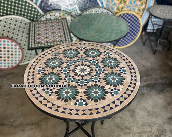 Handmade Moroccan mosaic table , outdoor & indoor table , mosaic table , Moroccan Moorish Mosaic Table Handmade .