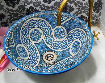 Moroccan Sink Washbasin Wash Basin Ceramic Handmade Hand Painted -  Moroccan Pottery washbasin - Moroccan washbasin.
