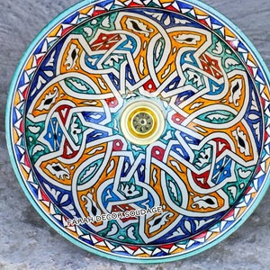 Moroccan ceramic sink - Bathroom & Kitchen sink - Basin handmade and Hand-Painted - Home decor - Art Bathroom - Moroccan Decor