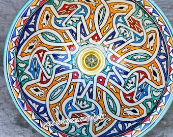 Moroccan ceramic sink - Bathroom & Kitchen sink - Basin handmade and Hand-Painted - Home decor - Art Bathroom - Moroccan Decor