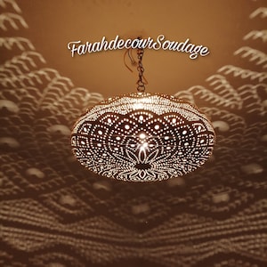 LAMPE MAROCAINE, suspension rétro, lustre suspendu, plafonnier marocain esthétique en métal