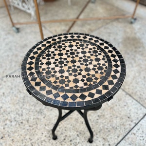 Personalized Handmade Moroccan Mosaic Table | Authentic Moroccan Mosaic Zellige Wrought Iron Bistro Table .