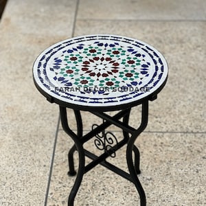 Garden Patio Handmade Outdoor Decor Table - Outdoor Indoor - Mid Century Mosaic Table- Farmhouse Handmade Colorful Artwork