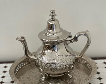 Handmade Moroccan Teapot, Vintage Style Handmade Moroccan Silver, Moroccan Teapot .