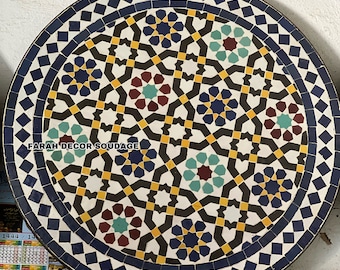 Handmade Moroccan Mosaic Table - Outdoor Authentic Moroccan Mosaic Zellige - Handcrafted Mosaic Table .
