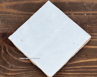 White Handmade Moroccan Zellige - Natural White  Zellige - Fez Handmade Clay Terracotta Tile Moroccan Zellige