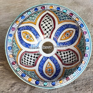Moroccan ceramic sink - Bathroom & Kitchen sink - Basin handmade and Hand-Painted - Home decor - Art Bathroom - Moroccan Decor