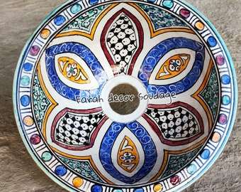 Moroccan ceramic sink - Bathroom & Kitchen sink - Basin handmade and Hand-Painted - Home decor - Art Bathroom - Moroccan Decor