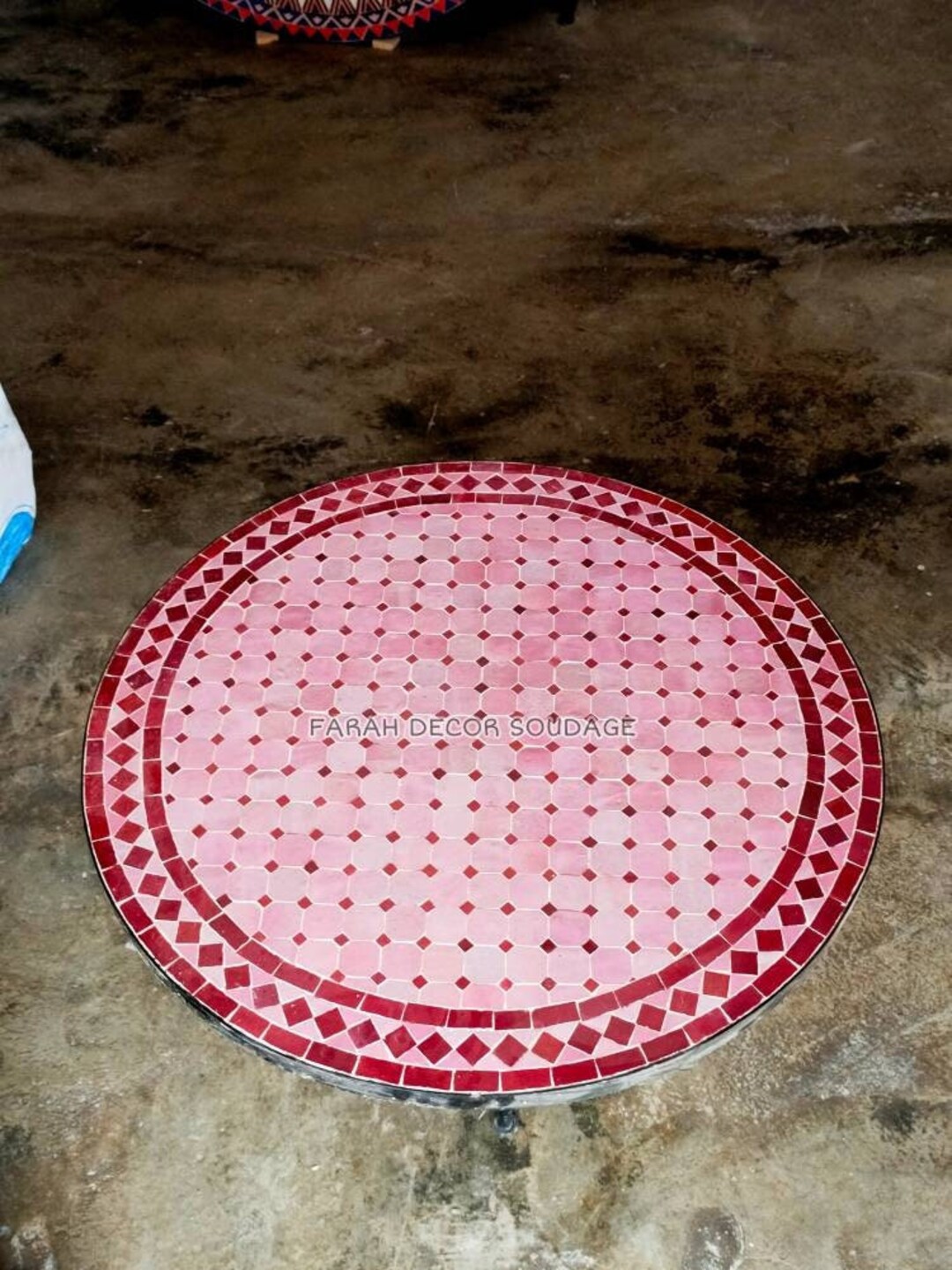 CUSTOMIZABLE Mosaic Table, Bistro Mosaic Table, Pink and Red Mosaic ...