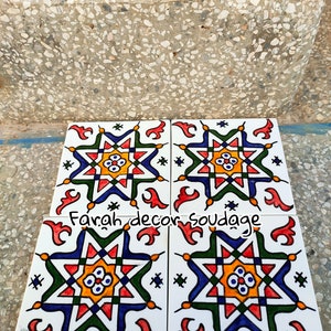Moroccan tiles - 4&quot;×4&quot; Hand Painted Moroccan Tiles - Kitchen Tiles - Bathroom Tiles - Ceramic Accent Tiles - Decorative Tiles.