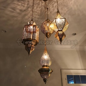 4 Moroccan pendant light, Ceiling light fixture, Pendant light fixture, Chandelier lighting, Moroccan lighting.