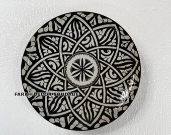 Handmade Moroccan wall Plate – Serving Dish or Wall Decor – Hand Painted Zellige Pattern