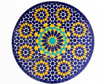 Moroccan  Mosaic Table Handmade , Handcrafted Round Moroccan Outdoor/ Indoor Mosaic , Mosaic Table, Multi-Color  , Moroccan decor