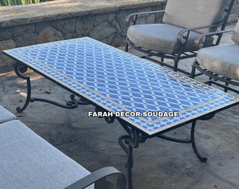 Rectangular Dining Table - Moroccan mosaic Table - Unique Rectangular Mosaic Table - Moorish Mosaic Table for outdoor living