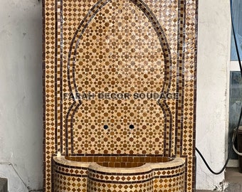 Handmade Mosaic Fountain for outdoor and Garden decor, Moorish Tile Fountain Artwork, Mosaic Tile Fountain