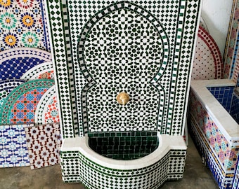 Moroccan Mosaic Tile Fountain , Moroccan Mosaic Fountain , Wall mosaic fountain , Garden and Indoor Mosaic Fountain