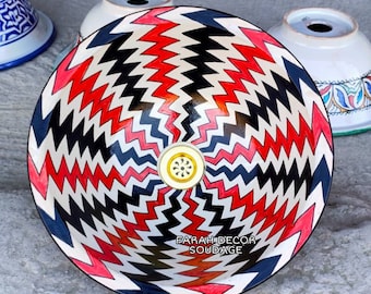 Moroccan ceramic sink - Bathroom & Kitchen sink - Basin handmade and HandPainted - Ceramic Vessel sink Bathroom