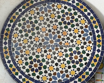 Moroccan Handcrafted Mosaic Table - Mid Century Modern Mosaic Table Art - Handmade Outdoor Coffee Table .