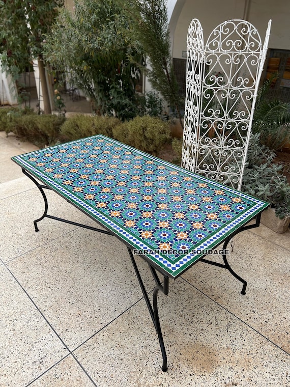 Handmade Moroccan Mosaic Table - Rectangular Outdoor/indoor