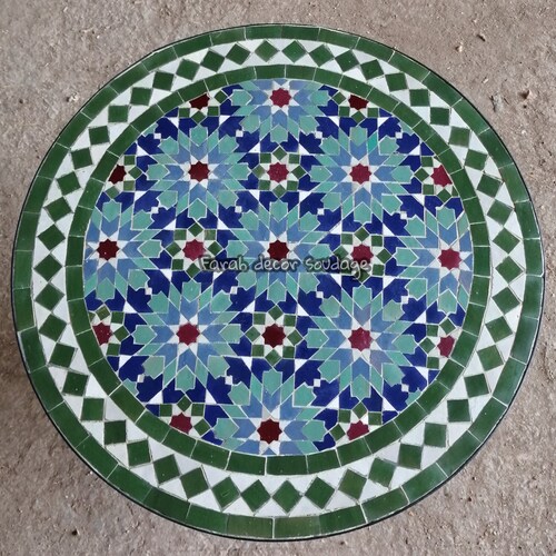 Moroccan Mosaic Table Handmade Handcrafted Round Moroccan Etsy