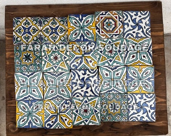 20 tiles 4"×4" Cocktail Moroccan tiles - Hand Painted Moroccan Tiles - Kitchen Tiles - Ceramic Accent Tiles