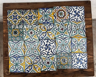 20 tiles 4"×4" Cocktail Moroccan tiles - Hand Painted Moroccan Tiles - Kitchen Tiles - Ceramic Accent Tiles