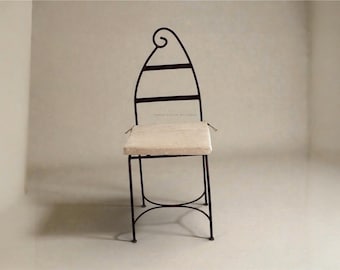 Moroccan Wrought Iron Foldable Chairs - Handmade Black Iron Patio Garden Indoor Outdoor Furniture