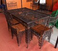 Handmade Wrought Iron Patio Set: Moroccan Table + 6 Chairs