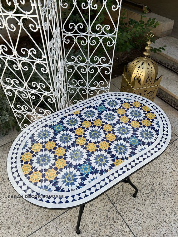 Handmade Oval Mosaic Table: Moroccan Indoor/outdoor Dining Table