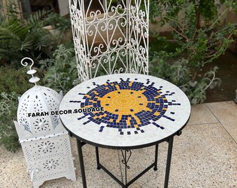 Handmade Moroccan Mosaic Table, Customizable Table, Outdoor/Indoor Mosaic table, Multi-Color Mosaic table