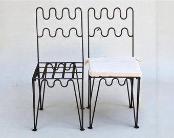 Hand-Forged Moroccan Wrought Iron Chair – Black Outdoor Patio Decor - Patio & Garden Seating .