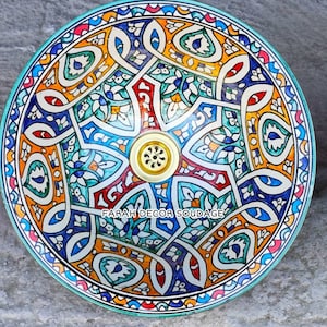 Moroccan ceramic sink - bathroom pottery washbasin - Handcrafted Farmhouse Basin - Mid-Century Modern Vanity Sink