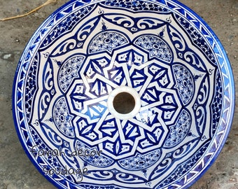 Ceramic Sink , Moroccan ceramic sink , handmade and hand painted , handmade sink , Bathroom Sink Basin , Pottery Sink , Moroccan washbasin.