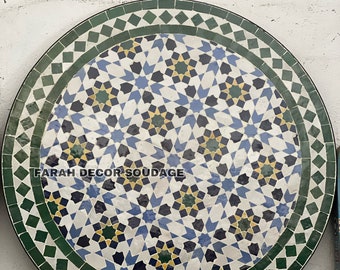 Colorful Zellige Table - Moroccan bistro table - Moroccan Mosaic Table - Handcrafted Mosaic Table - Mosaic Table Art .