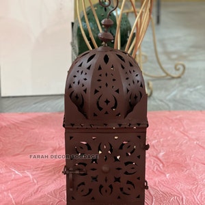 Handmade Moroccan Candle Lantern: Boho Oriental Iron Lamp