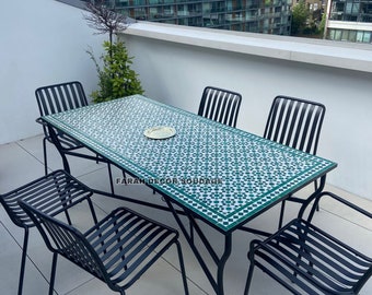 Rectangular Zellige table - Mosaic tile table - Zellige Dining table - Handmade Table For Outdoor & Indoor