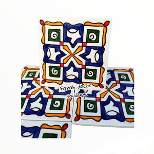 Hand Painted Moroccan tiles, 4"× 4" Moroccan Tiles, Kitchen Tiles , Bathroom Tiles, Ceramic Accent Tiles .