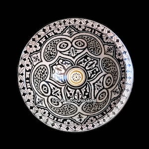 Black and white Sink Washbasin Wash Basin Ceramic Handmade Hand Painted -  Moroccan Pottery washbasin - handmade sink - Moroccan washbasin.