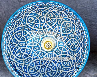 Ceramic Vessel, Drop In Sink, Bathroom Ceramic Sink Bowl, HandPainted Ceramic Basin, Bathroom Improvement, Bathroom Remodeling.