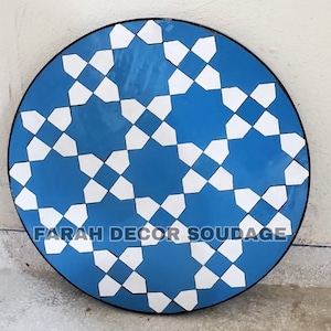 Mosaic Table, Blue Mosaic Table top with iron legs, Custom your outdoor dining table or indoor table, Handmade Mosaic Table .