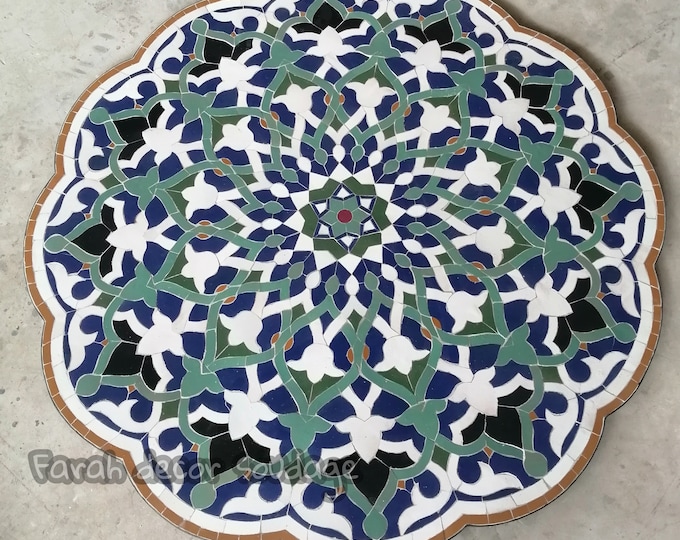 Featured listing image: Handmade Moroccan Round  Mosaic Table: Indoor/Outdoor Mediterranean Decor