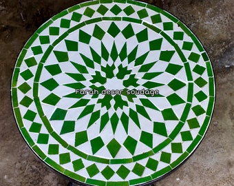 Handmade Green mosaic table - outdoor & indoor table - Moorish Mosaic Table - Green  Mosaic Table - Coffe Table Tiles - Moroccan decor .